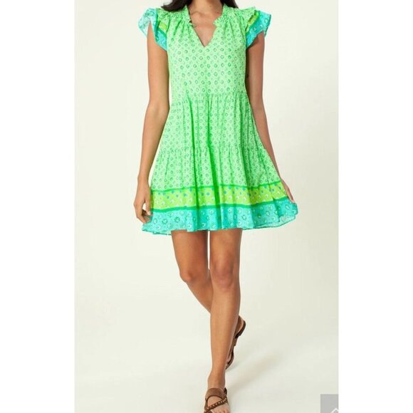 COPY - Hale Bob mini XL Floral Lime Spring Cotton Lined Dress - Picture 5 of 6